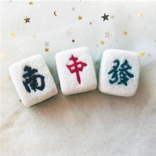 Mahjong wool needlepoint kit wool felt needle felting keychain craft needlecraft DIY handmade