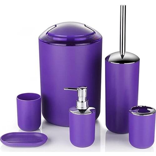 New Design 6 Pcs Plastic Bathroom Accessory Set Luxury Bath Accessories Bath Set Lotion Creative Cleaning Bathroom Accessory