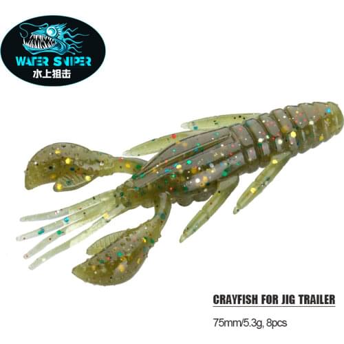Water Sniper 3in 3.5g/pc Fishing Soft Bait Lobster Silicone Worm 8pcs/pack Craws lures Deepwater fishing fish