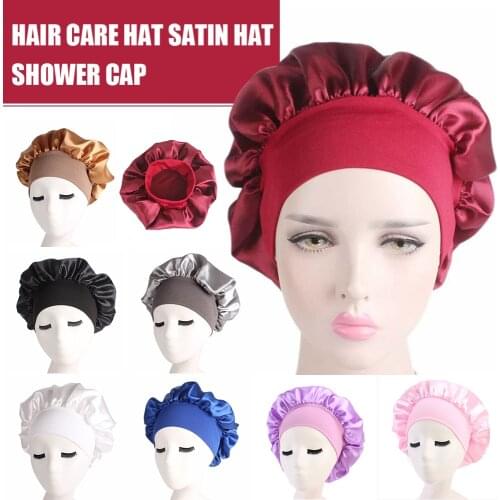 New Luxury Wide Band Satin Bonnet Cap comfortable night sleep hat hair loss cap