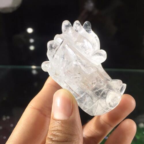 About 2"drop shipping natural clear rock quartz Crystal gemstonedragon skull meditation reiki healing crystal carvings decor