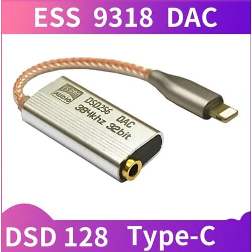 For iphone ios Headphone Amplifier HiFi Decoding USB Type C To 3.5MM Adapter DAC Portable Audio Out type-c ess9318 type-c