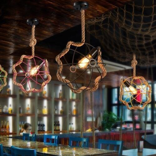 The wife of American country Pendant Lights retro creative living rope hanging lamp industry garden restaurant LU628 ZL80 YM