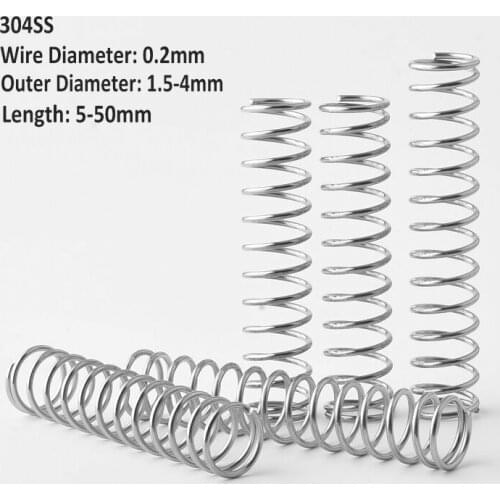 304 Stainless Steel Compression Springs Y-shaped Spring Wire Diameter 0.2mm Outer Diameter 1.5/2/2.5/4mm Length 5mm-50mm