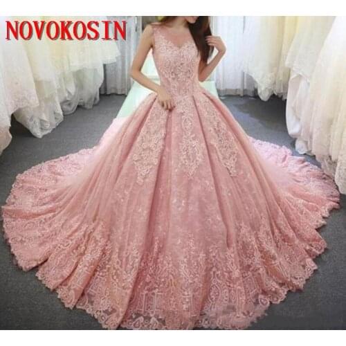 2019 Luxury Quinceanera Dresses A Line Jewel Cap Sleeve Sweep Train Prom Dresses With Lace Applique Backless Sweet 16 Gowns