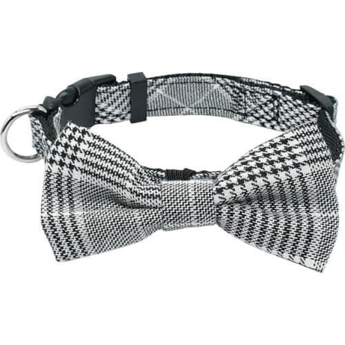 S~XL Adjustable Plaid Pet Bow Tie + Bell Necktie Collar For Cat Kitten Puppy Tie Bulldog Decoration Large Dog Collar Pet Suppier