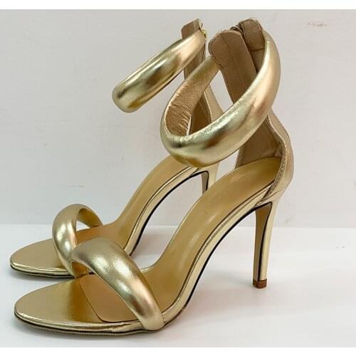Summer ladies high-heeled sandals round toe catwalk stiletto high-heeled sandals gold black party high-heeled sandals