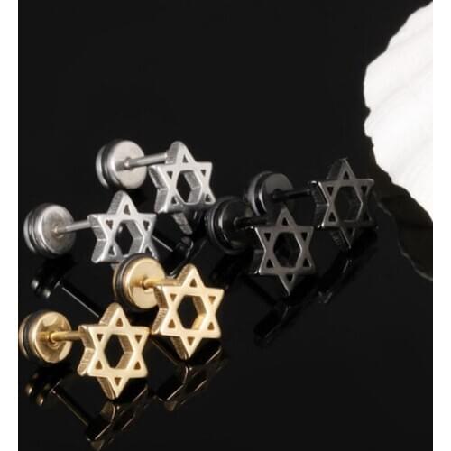 Star of David Stud Earrings Stainless Steel Fashion Jewelry Gift For Women Men