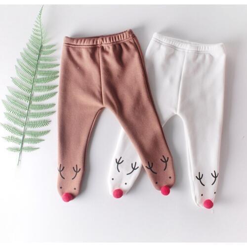 Warm Winter Long Pants For Baby Infants Toddlers Girls Kids Children Cute Deer Velvet Socking Leggings PP Pants Trousers S9952