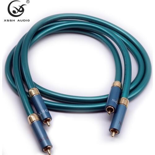XSSH Audio HI-end HiFi High Quality Video DIY 8N OFC Copper 2 core Audio Plated Gold 2RCA to 2 RCA Shielded Cable Line Cord