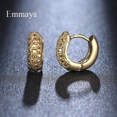 Emmaya Female Fashion Classic Round Shape Earring With Gold Color Cubic Zircon Charming Jewelry Party First Choice
