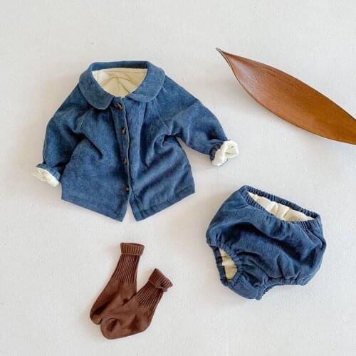 Winter Thicken Warm Baby Girls Boys Clothes Set Newborn Baby Outfits Pure Cotton Knitted Cardigan Coat And Shorts