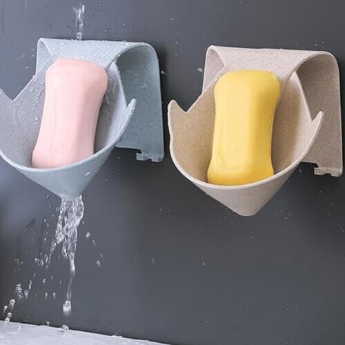 1PC Soap Holder Wall Mounted Hanging Bathroom Shower Soap Dish Shower Plates Soap Storage Drain Plastic Soap Tray Rack Wholesale