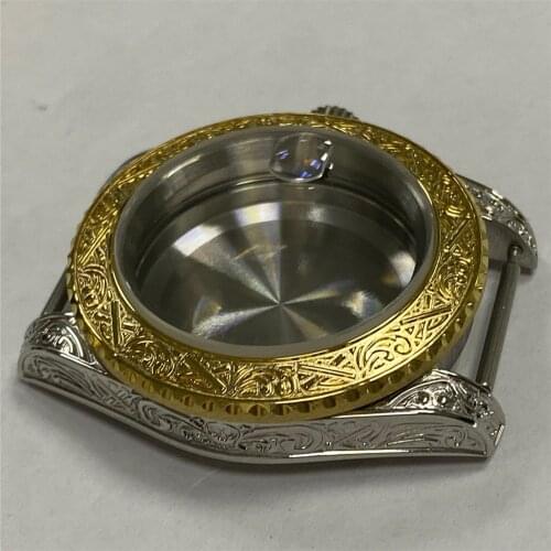 40MM Stainless Steel Watch Case Replacement Engraved Case for ETA2836 Miyota 8215 821A Automatic Mechanical Movement