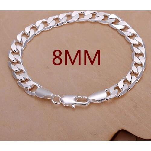 5pcs Fashion 8MM Silver Bracelet Men Jewelry Bracelets Classic Men Free Antiallergic High Quality Free Shipping