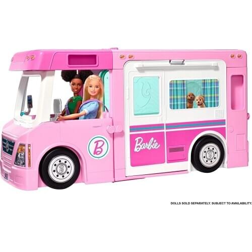 Barbie 3-in-1 DreamCamper™ Vehicle with Pool, Truck, Boat and 60 Accessories Fun Dolls The Girlbrinquedos Toys for Kids Children
