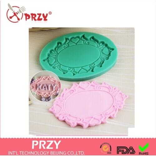 Valentines Day Oval Frame Sugar Silicone Mold Picture Frame/nameplate Mold Mirror Fondant Cake Decoration Tools Moulds PRZY 001