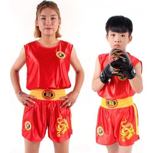 Kids/adults Boxing Sport Jersey Mma Muay Thai Shorts Shirt Set Kickboxing Martial Arts Kung Fu Uniform Fight Wushu Clothing