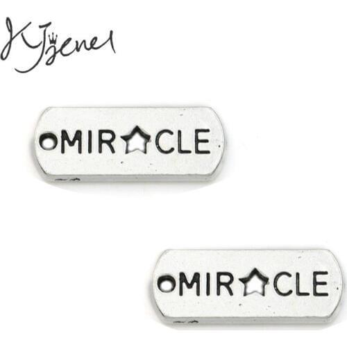 KJjewel Antique Silver Plated Miracle Charms Pendants Jewelry Findings Accessories Making fit Bracelet Craft DIY 21x8mm