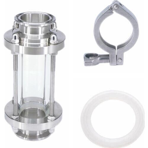 Set 51mm Diopter+2" Tri Clamp+Gasket Sanitay Flow Sight Glass SUS 304 Stainless Steel Homebrew 1 Mpa