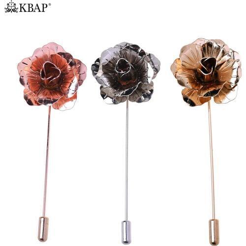 Metal Rose Flower Lapel Pin for Women Men Suit Dress Lapel Stick Brooch Pins Wedding Party Boutonniere Mens Fashion Accessories