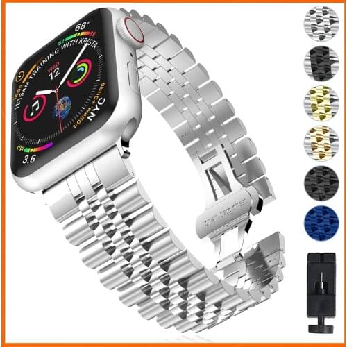 Metal Strap for Apple Watch 6 5 4 SE Band 40mm 44mm Metal Replacement Wrist Strap for Iwatch 3 2 42mm 38mm Stainless Steel Bands