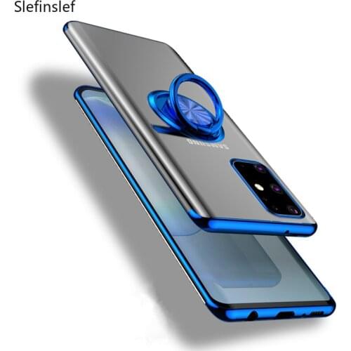 Finger Ring Plating Soft TPU Case for Samsung Galaxy S20 Ultra S8 S9 S10 Plus S10E Note 10 8 9 Anti-scratch Phone Bag Cover