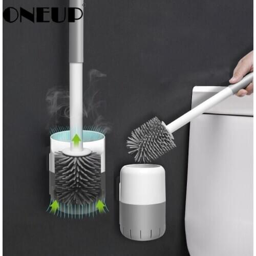 ONEUP TPR Toilet Brush And Holder Wall-mounted Long Handle Cleaning Toilet Brush Holder Set Household Bathroom Accessories set
