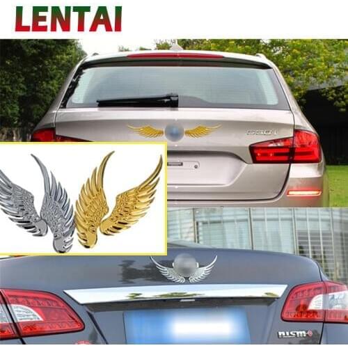 LENTAI 1Set Car Stickers Metal 3D angel Wing Styling For Peugeot 3008 308 207 407 Nissan Juke X-Trail Hyundai I30 Ix35 Accent