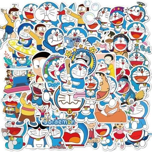 50pcs/pack Japanese anime Doraemon Stickers For Refrigerator Car Helmet DIY Gift box Bicycle Guitar Notebook Skate Trunk