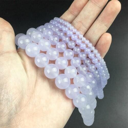 Natural Light Purple Chalcedony Jades Stone Beads Round Loose Beads For Jewelry Making DIY Earrings Bracelet 15'' 4/6/8/10/12mm