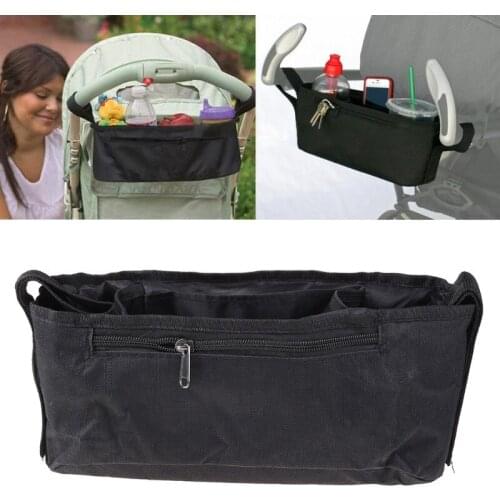 New Hot 1 Pc Auto Car Stroller Organizer Basket Pushchair Baby Travel Diaper Nappies Storage Bag Black
