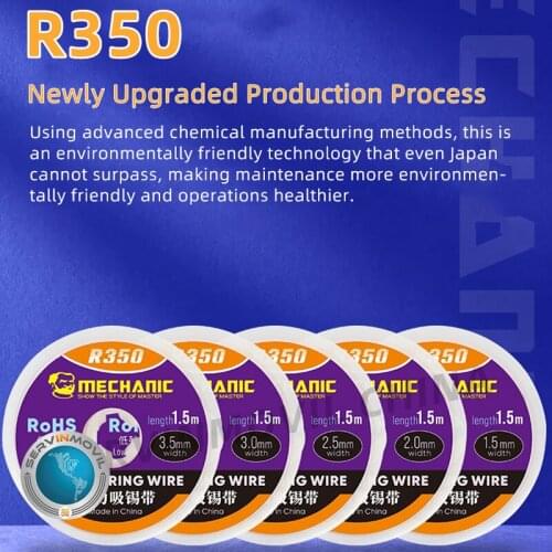 MECHANIC R350 Solder Wick Remover Desoldering Wire 1.5/2.0/2.5/3.0/3.5mm Desoldering Braid BGA Welding Repair Tools