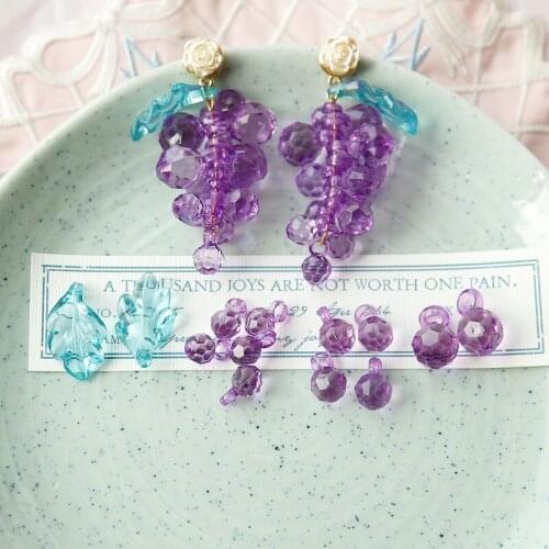 Ins wind interesting section grape homemade material bag acrylic pendant loose beads DIY handmade earrings jewelry accessories