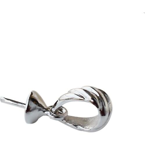 Solid 925 sterling silver bail pendant clasp connector, pinch bail with cup peg for necklace & pendant jewelry, 1 piece