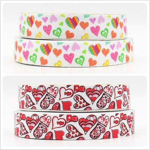 Q&N ribbon 7/8" 22mm Cartoon frog heart printed grosgrain ribbon webbing bows accessory 50yds/roll free shipping