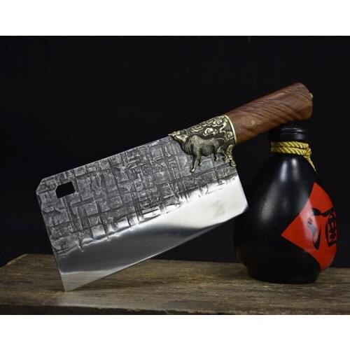 Chopping double knife Longquan meat and vegetable knife forging chef knife slicing knife old fashioned retro knives