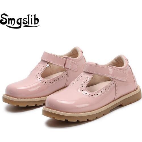 Girl Pink Shoes Kids Dress Flats Shoes 2018 Autumn Children Princess Party School Shoes Toddler Pu Leather Loafers Baby Sneakers