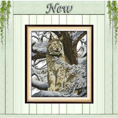 Snow leopard animal snow diy painting counted print on canvas DMC 11CT 14CT Cross Stitch kits needlework Sets embroidery Chinese