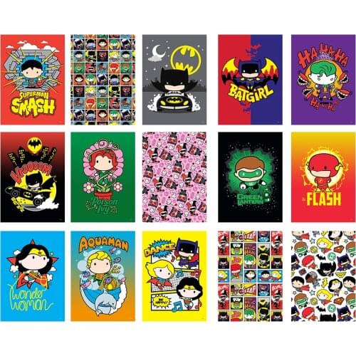 Superhero Superman Batman Flash Cartoon Anime Poster Children Bedroom Decoration Cute Wall Art Canvas Painting Kids Gift