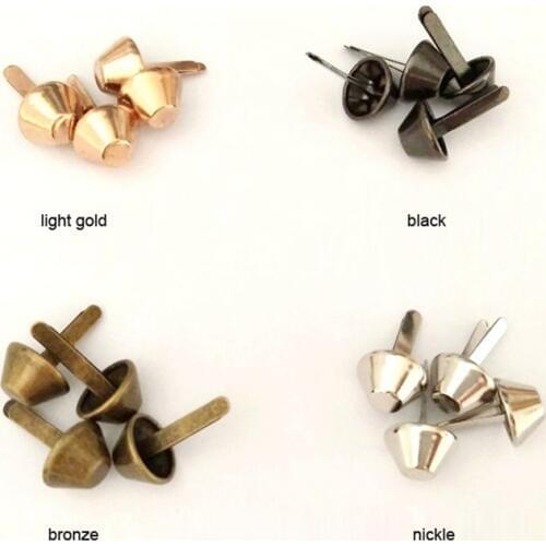 Sutoyuen 100 Pcs 3/8" 1/2" 5/8" Flat Purse Handbag Feet 10mm 12mm 15mm NAILHEADS Stud Spike Nickle Bronze Gold Black can choose
