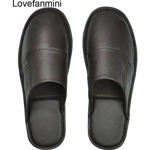 Genuine Cow Leather slippers couple indoor non-slip men women home fashion casual single shoes PVC soft soles spring summer 508