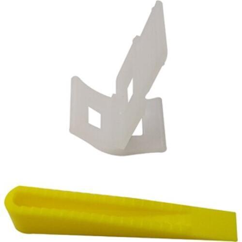 200pcs Tile Flat Leveling System 1.5mm 150pcs Bent Clips and 50pcs Yellow Wall Floor Balance Wedges