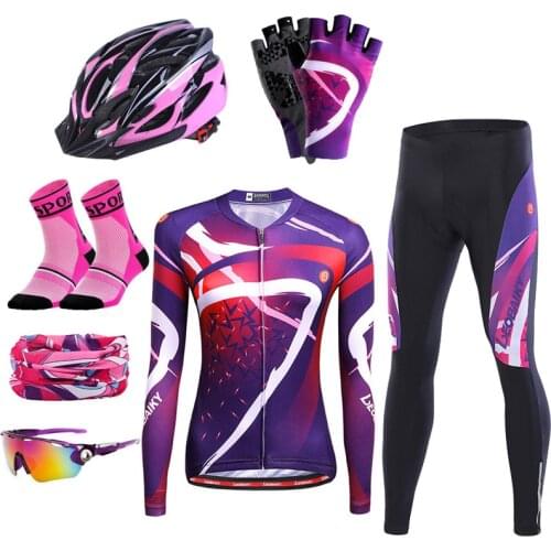 Summer Bicycle Jersey Set Women Cycling Clothing Long Sleeve Pro Team Mtb Wear Road Bike Uniform Anti-UV Ladies Sports Skinsuit