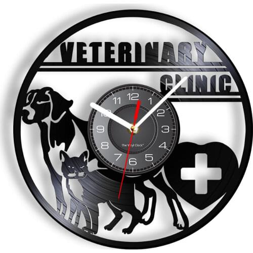 Veterinary Clinic Veterinarian Wall Clock Dog And Cat Care Veterinary Hospital Vinyl Record Wall Clock Animal Lovers Vet Gifts