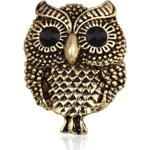 Vintage Gold Owl Brooch Pins Metal Bird Brooches for Women Broche Shirt Suit Accessories Retro Jewelry Gifts for Girls