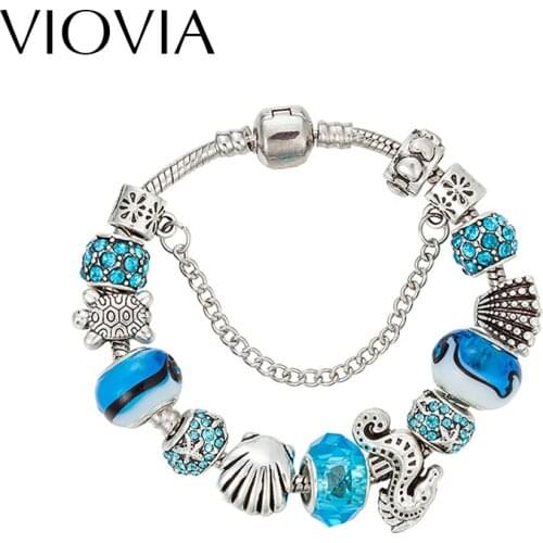 VIOVIA Ocean Series Girl Fashion Handcraft Glass Boutique Beads Jewelry Bracelet For Women Charms Bracelet B16153