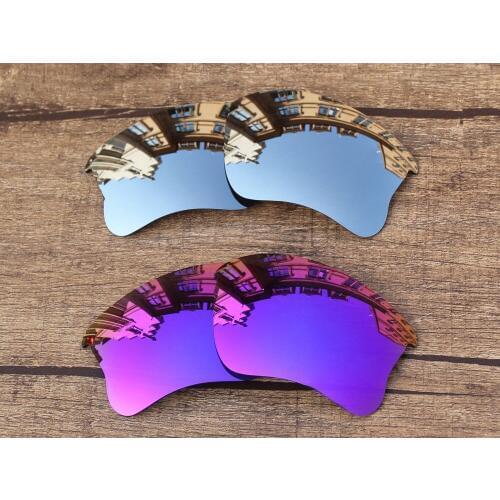 Vonxyz 2 Pairs Chrome Mirror & Violet Mirror Polarized Replacement Lenses for-Oakley Flak Jacket XLJ Frame
