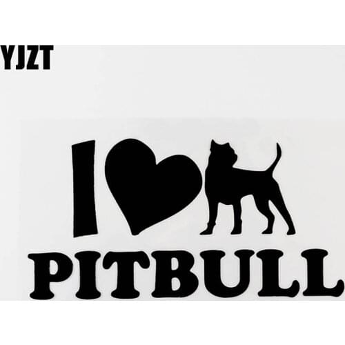 YJZT 15.5CM×7.8CM I Love Pitbull Fashion Vinyl Car Window Sticker Decal Black/Silver 8C-0443