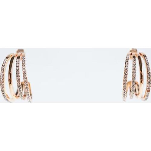 ZA Earring Fashion Female Multilayer C Shape Drop Earrings For Women Trendy Gold Metal Rhinestone Dangle Earring Party Jewelry